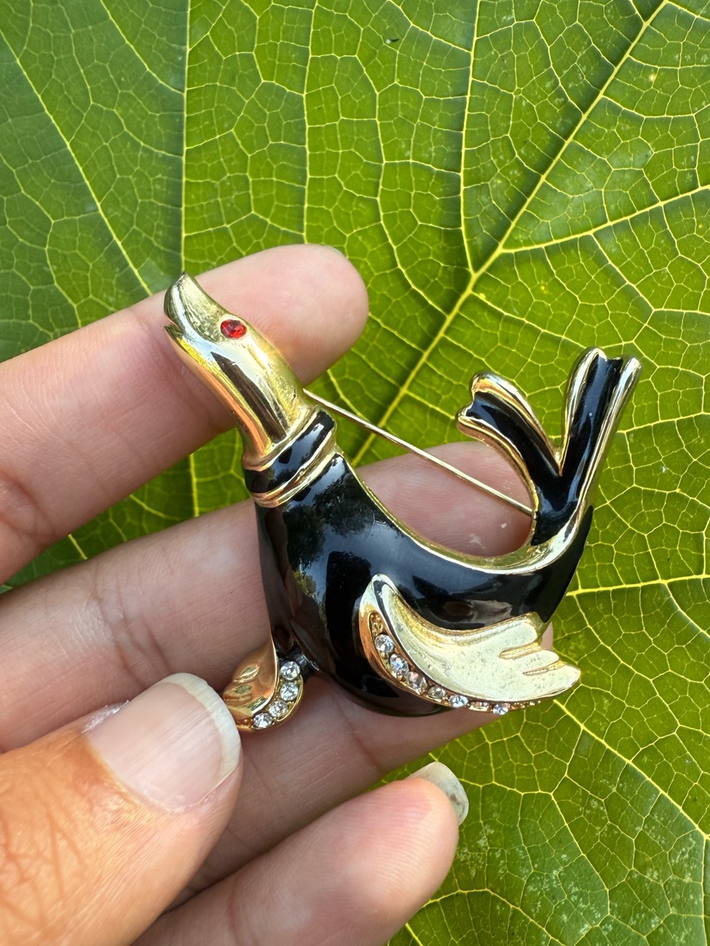 Vintage sealion brooch